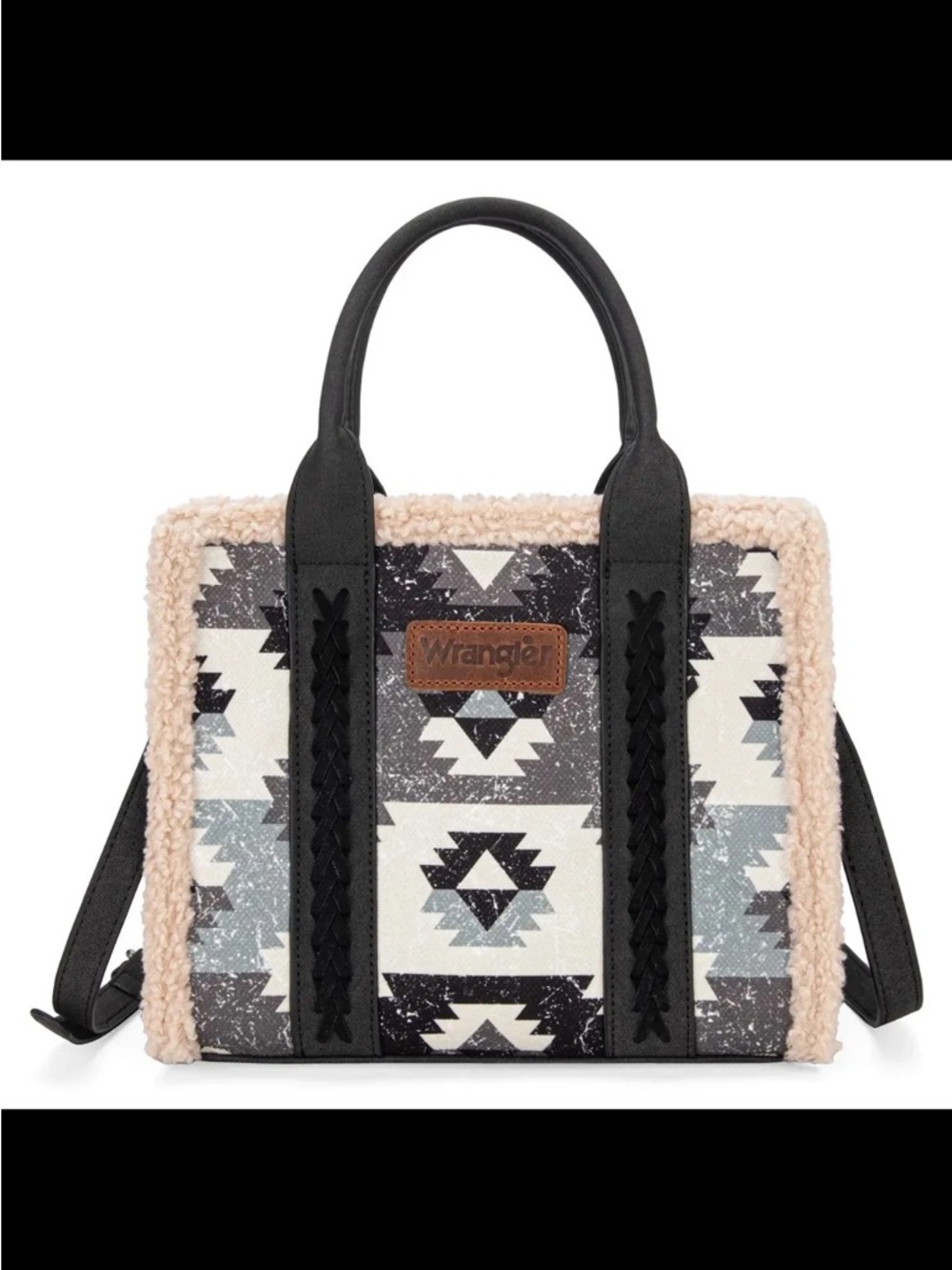 Wrangler Black, Cream & Gray Aztec Sherpa Tote